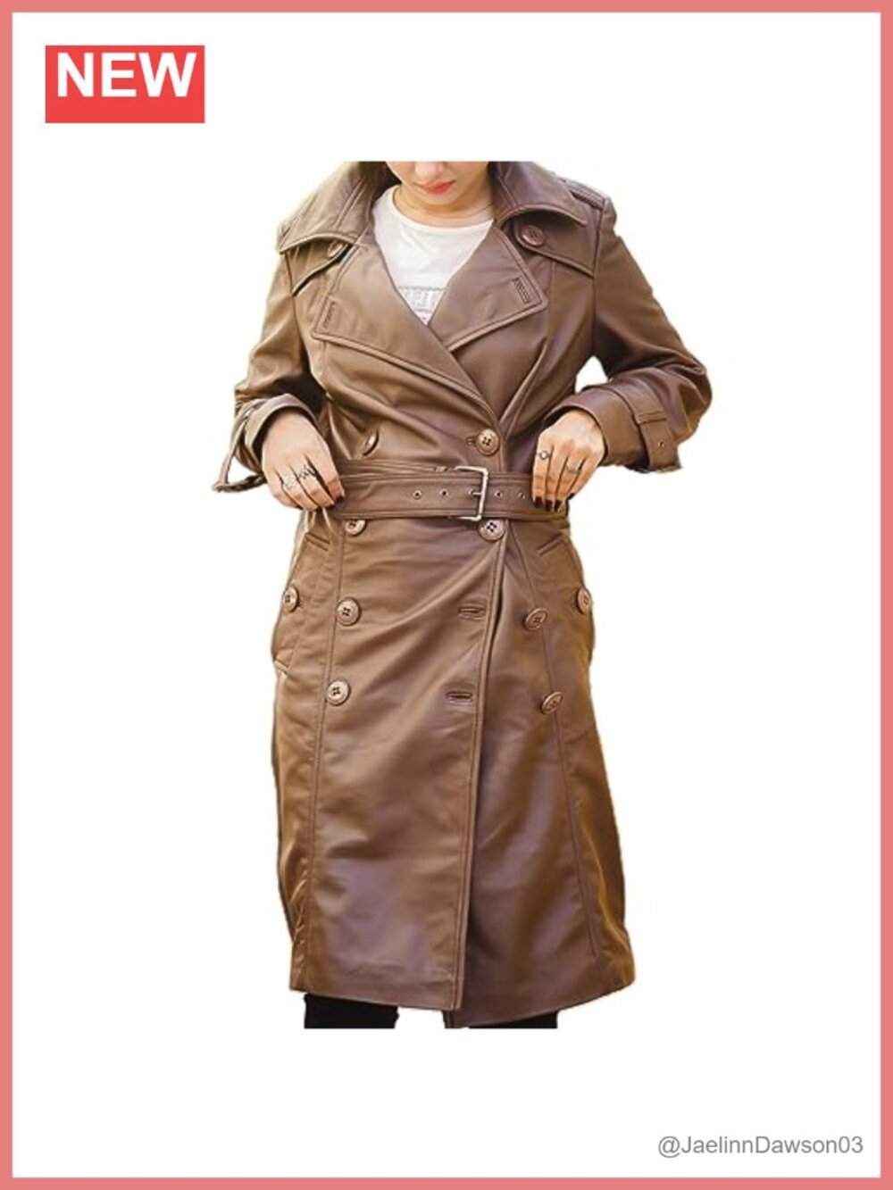 Real Lambskin Napa Leather Double Breasted Trench Coat Women Long Belted